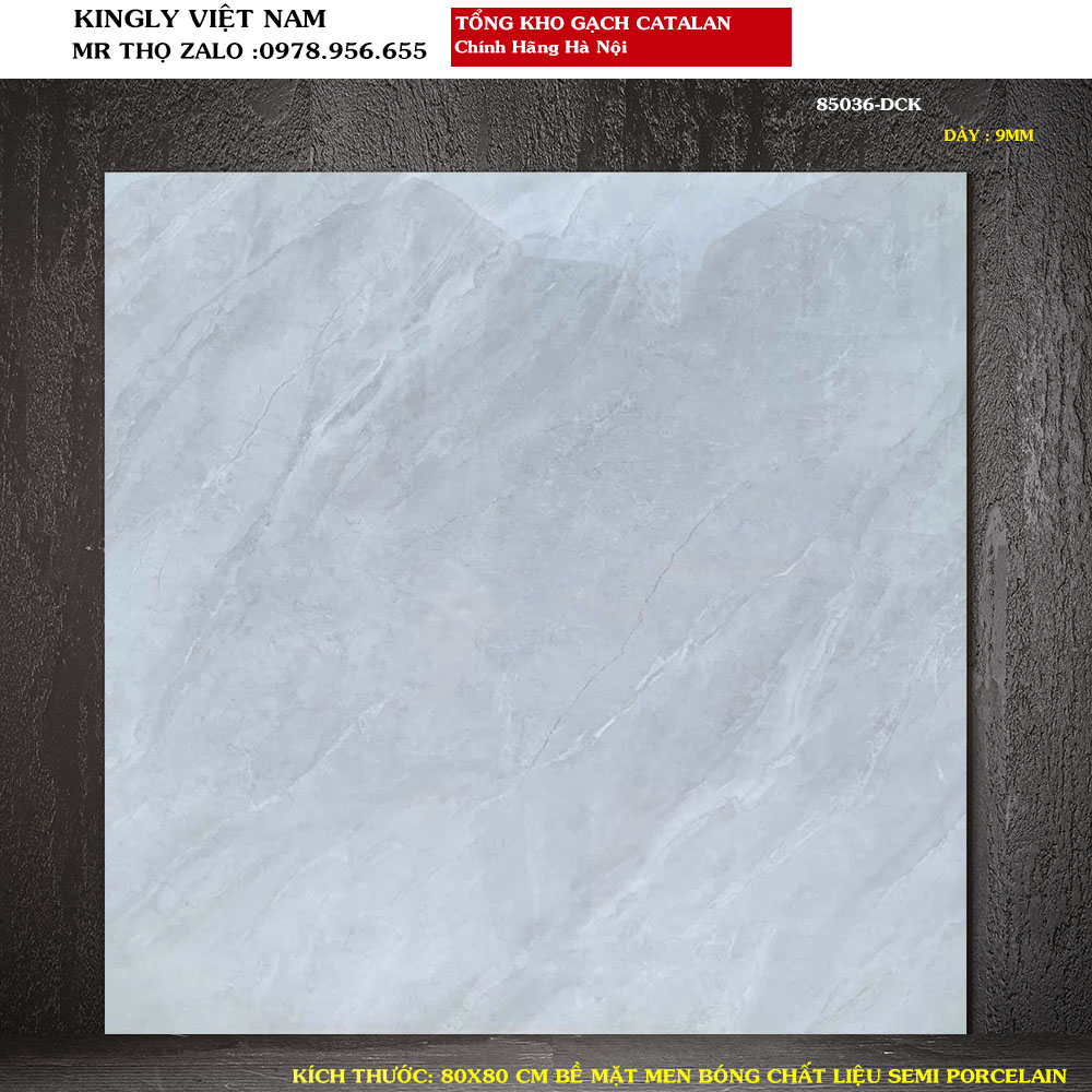 Gạch lát nền Catalan 80x80 vân đá xám ghi 85036 Loại 1